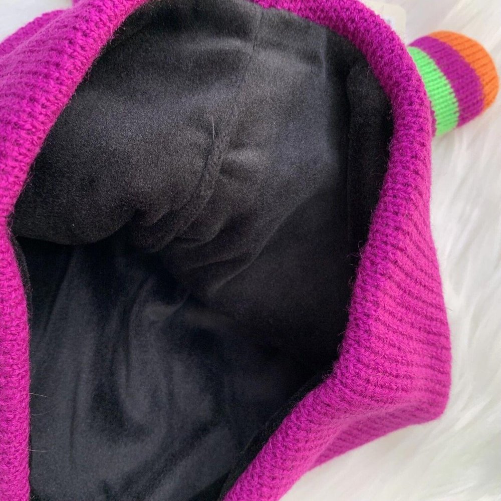 2 - NWT Sofsole Fireside Fleece lined Beanie hats Purple monster& Pom Pom Youtth - Picture 7 of 7